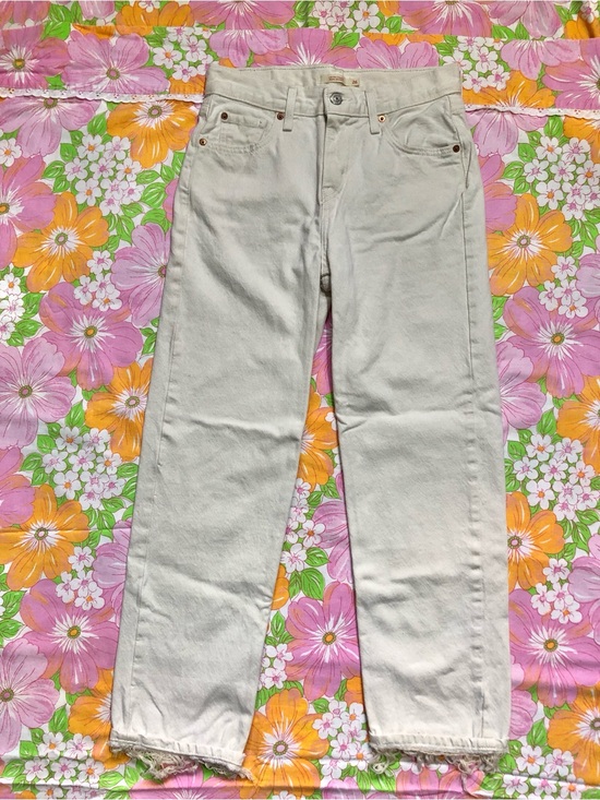 Levi's Denim - Levi’s Low Pro Straight Leg Jeans Size 26 Ecru Off-White Distressed 90s Baggy